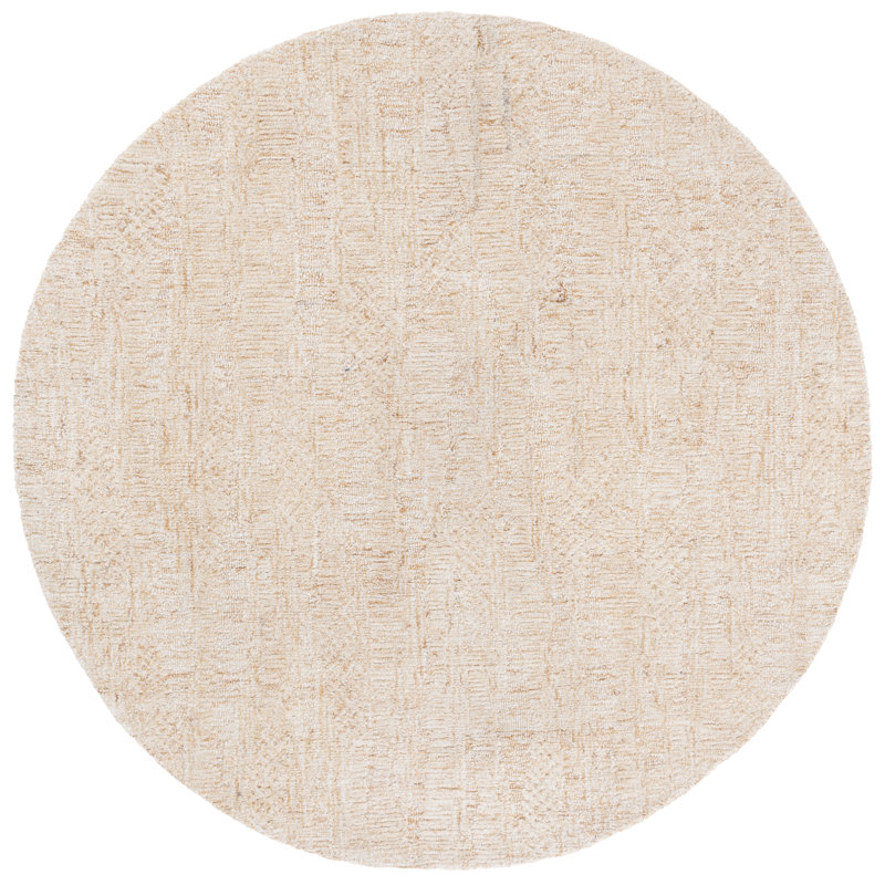 Ceallach Pine Hand Tufted Wool & Cotton Abstract Rug, Round 6'