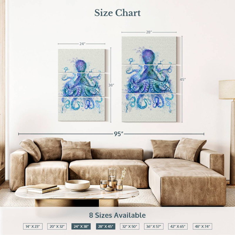 Brampt Octopus Rainbow Splash Blue, 38'' H X 24'' W