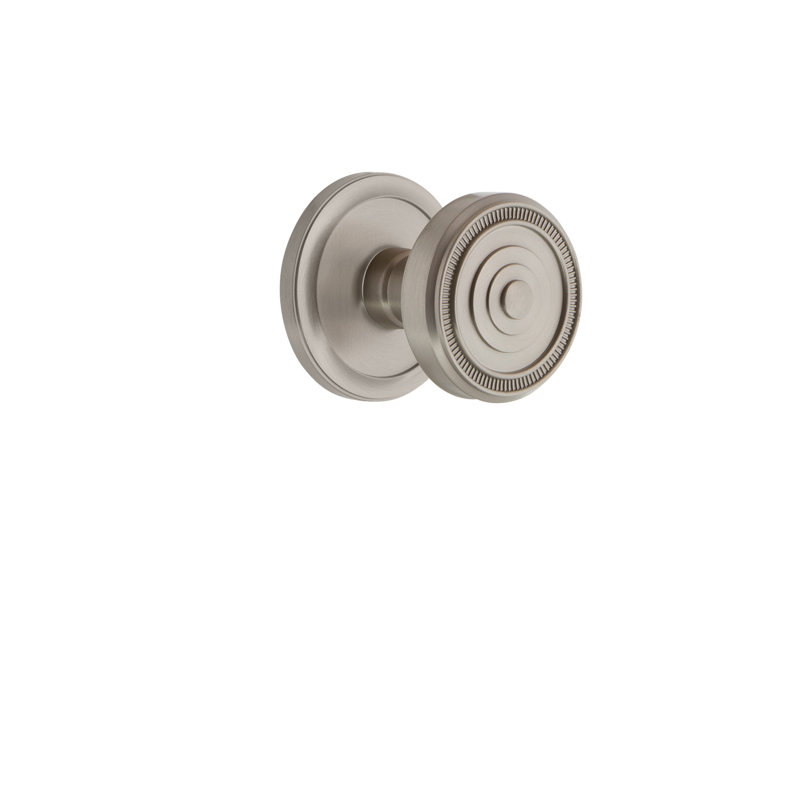 Grandeur Circulaire Rosette Double Dummy with Soleil Door Knob, Satin Nickel