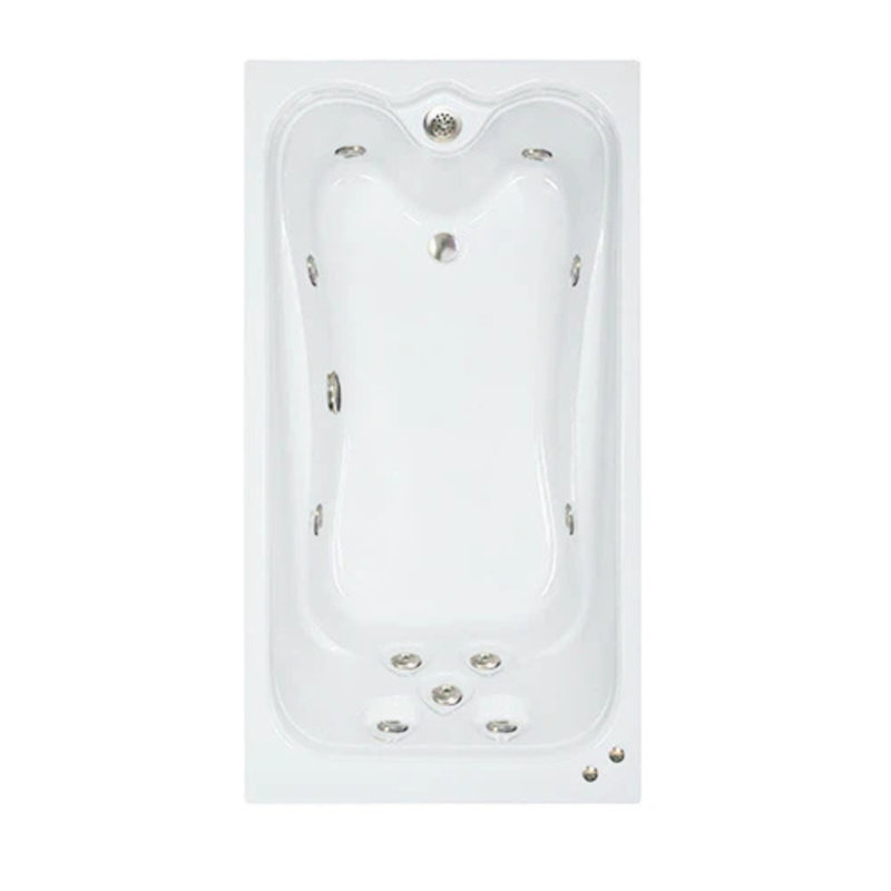 60"L x 36"W Elite Series Drop in Whirlpool Acrylic Bathtub with Reversible Drain in White W6036 Elite White
