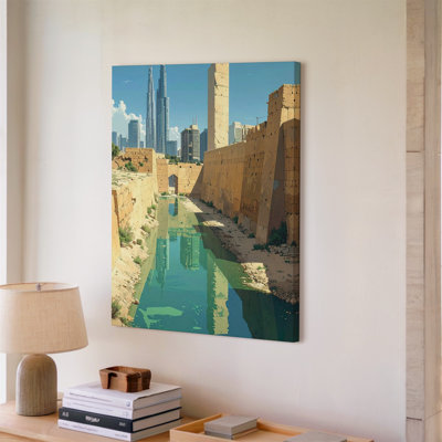 Antiquity Meets Modernity Canvasstone Aqueduct And Futuristic City Skyline Wall Wall Art Canvas