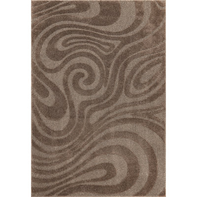 Tapis crème moderne à vagues tourbillonnantes Abani Violette COZ140B