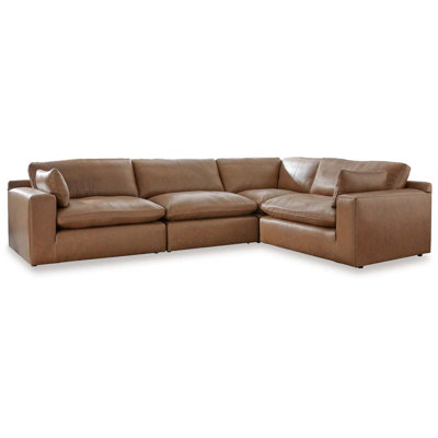 Canapé modulaire en cuir caramel Emilia