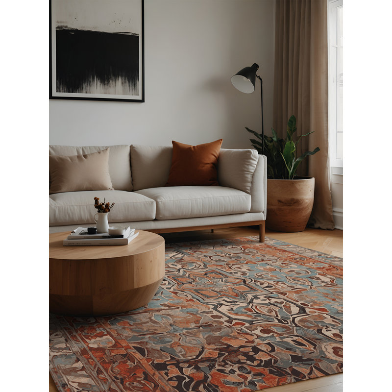 Machine Washable Brown Area Rug, Square 4'
