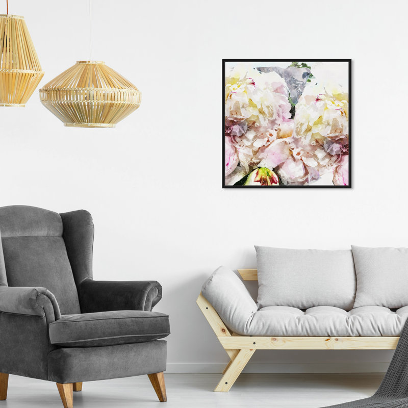 Pivoines - reproduction d'art, H 20 po x l 20 po x 1,5 po, Noir