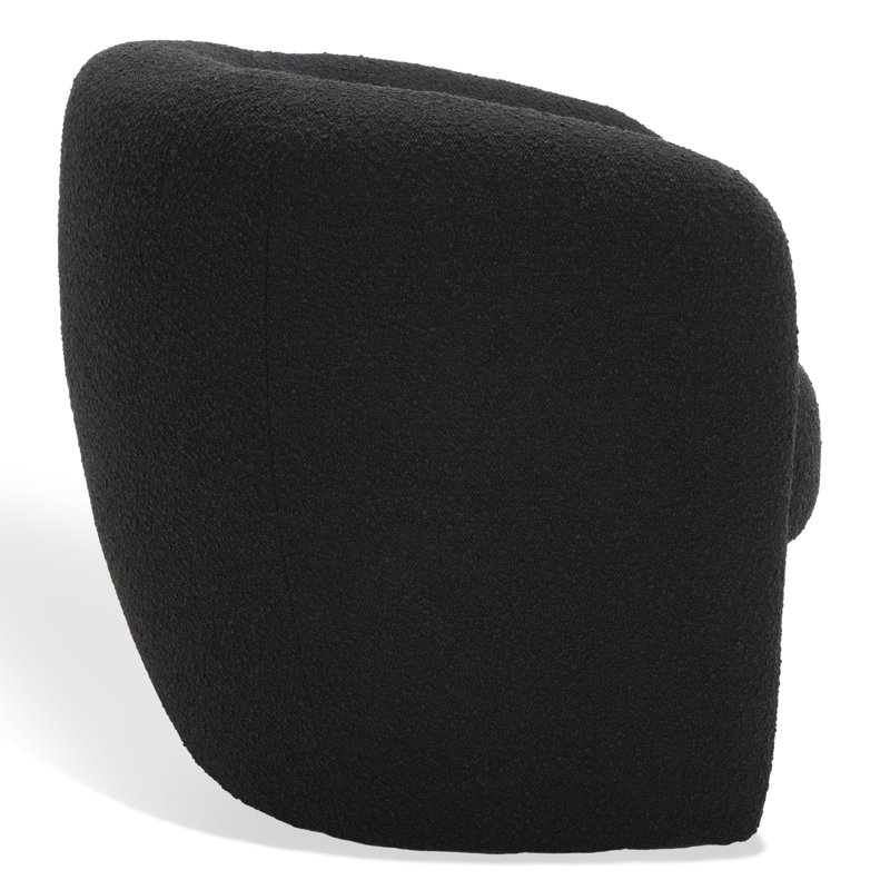 Solace Upholstered Barrel Chair, Black Boucle