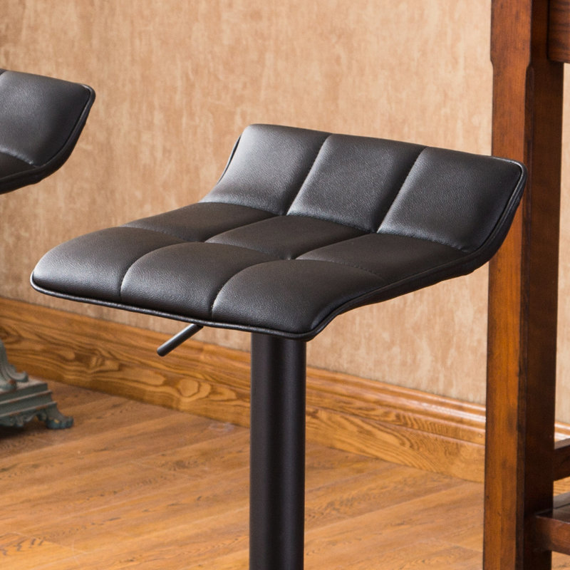 De 2 tabourets de bar en cuir reconstitué noir - modernes et réglables pour différentes pièces