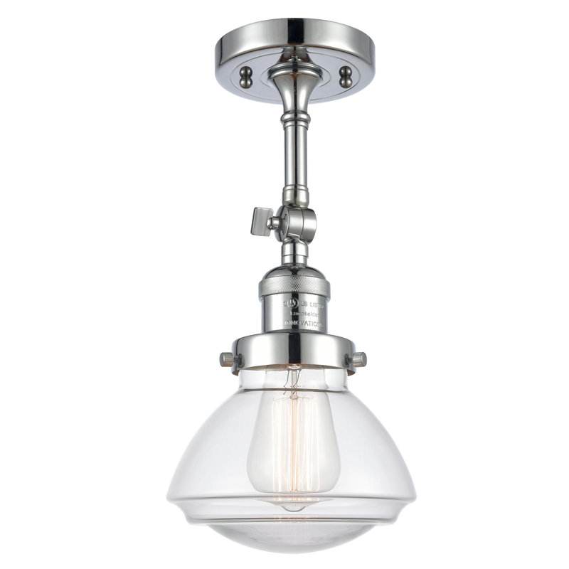 Plafonnier semi-encastré 1 lumière 6,75 po Chesterville, Chrome poli, Transparent, Ampoule non incluse