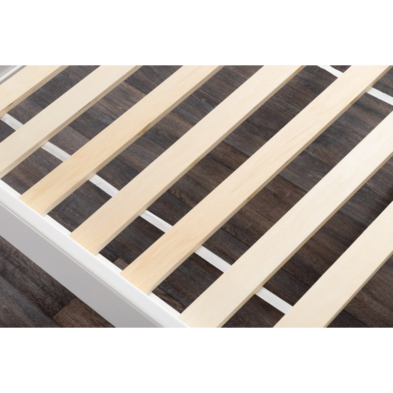 Codman Solid Wood Painted Bed Frame - Modern Farmhouse Style, Single (3'), White
