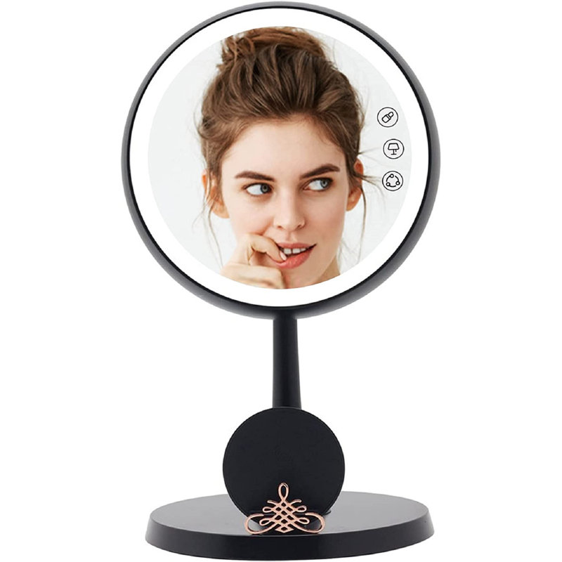Miroir de lampe DEL Serenity, Noir