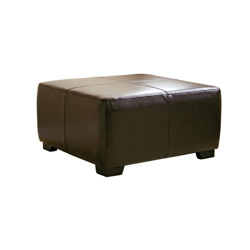 Calysta Faux Leather Ottoman, Dark Brown Faux Leather