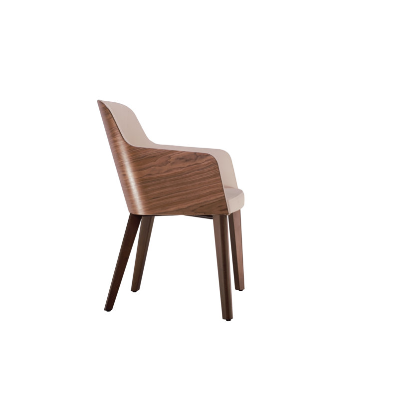 Chaise rembourrée noir / crème, Crème