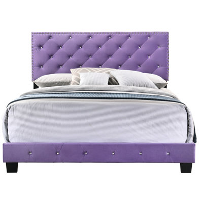Lit mauve l 64 po x P 83 po - H 48 po, conception transitionnelle rembourrée de mousse