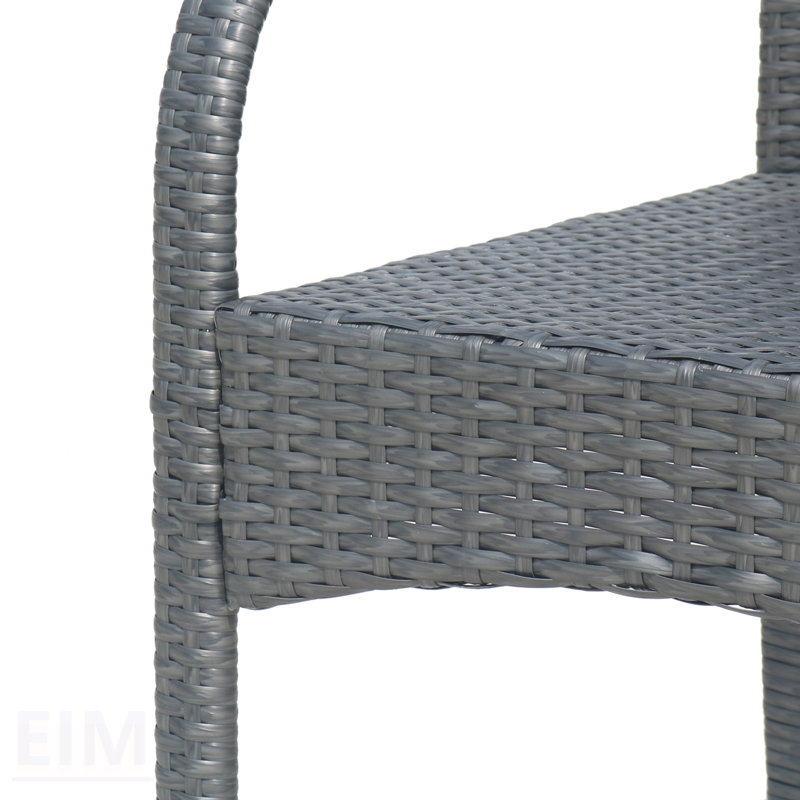 Chaise de bar Cascada KD, design contemporain avec osier durable et structure en métal robuste pour l'extérieur, Gris