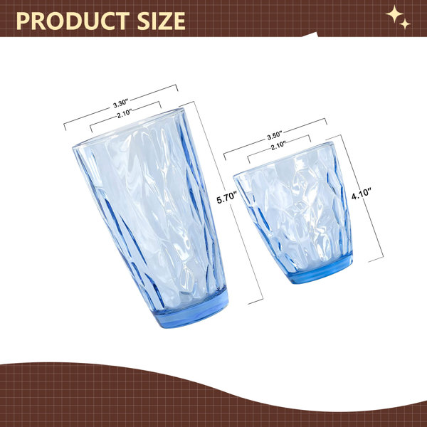 Square Glass Cups Tumbler Highball Drinking Glasses for Water Wine Beer Cocktails Juice Iced Tea Coffee Mixed Drinks Kitchen Party Home Everyday Use