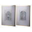 Paire d'accents muraux architecturaux de 24 po x 32 po, motifs de porte ornés, articles de décoration en plastique argentés, illustrations,
