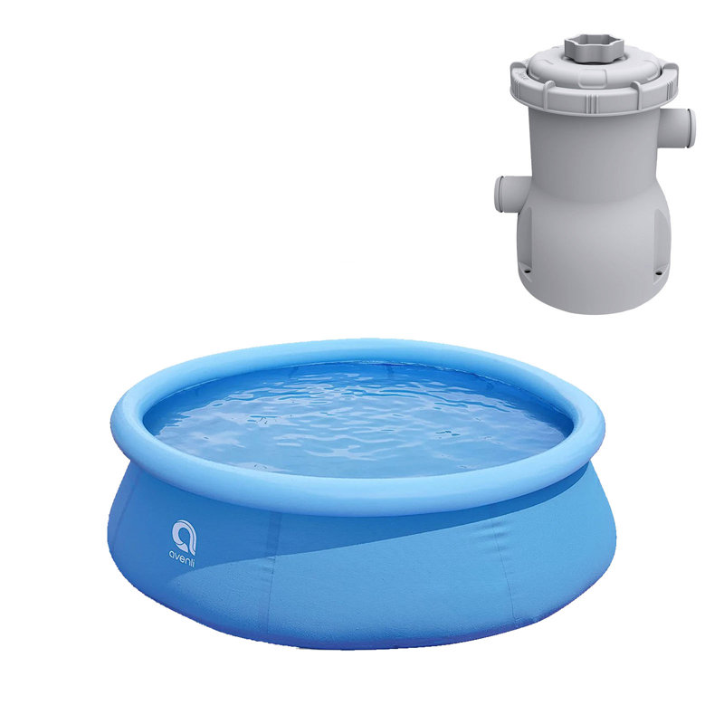 Plastic Round Inflatable Pool H x 144'' W x 144'' L, 12' W x 27" H