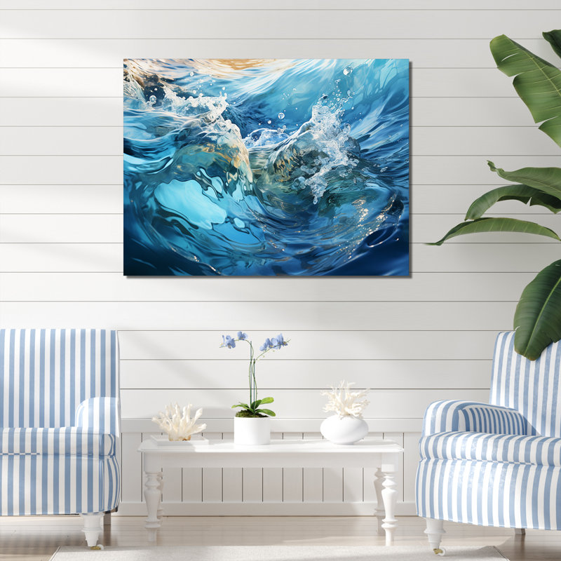 Fusion bleu marine et blanc IV sur toile, H 12 po x l 20 po x P 1 po, Toile tendue