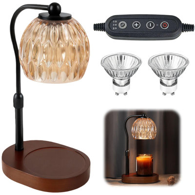 Lampe chauffe-bougie avec minuterie et variateur, chauffe-cire pour bougies en pot, lampe de bureau décorative, cadeau d'anniversaire pour femme, cadeau pour la fête des Mères (2 ampoules)