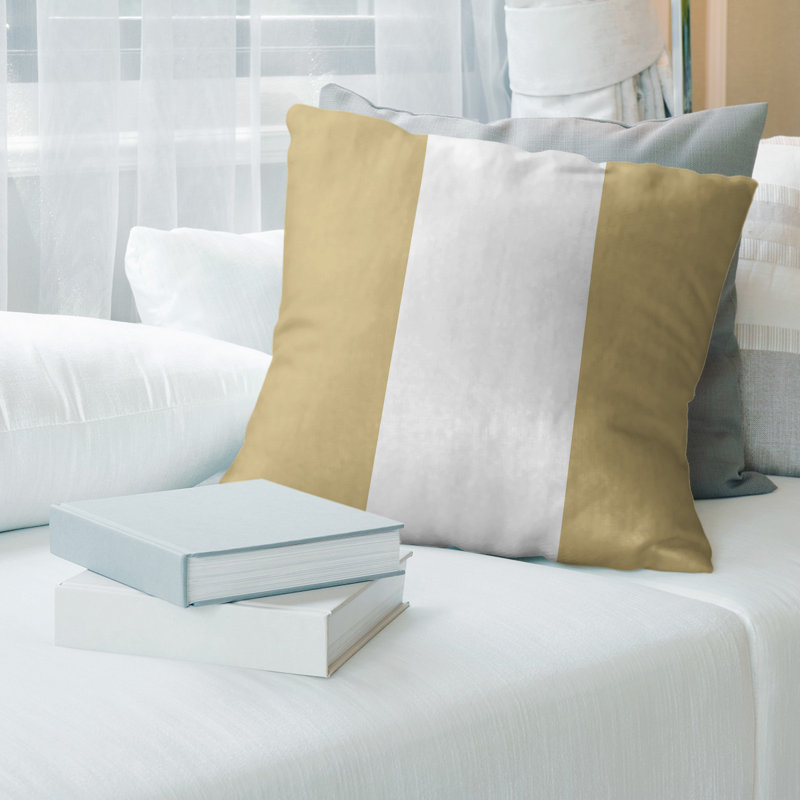 Coussin en suède Colorado, 16 po x 1 po, Doré / blanc / doré