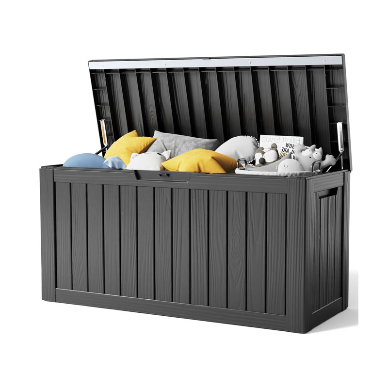 80 Gallon Black Resin Lockable Outdoor Deck Box