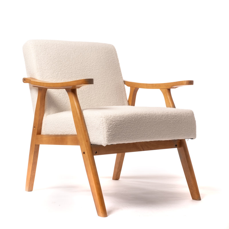 Boucle Accent Chair (Flat Arms), Cream