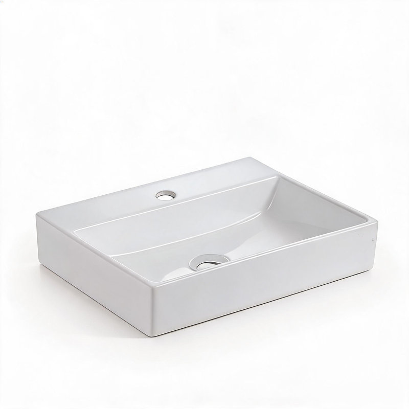 20 x 14 in. Integrated White Ceramic Bathroom Sink with Single Faucet Hole and No Overflow for Modern Vanities