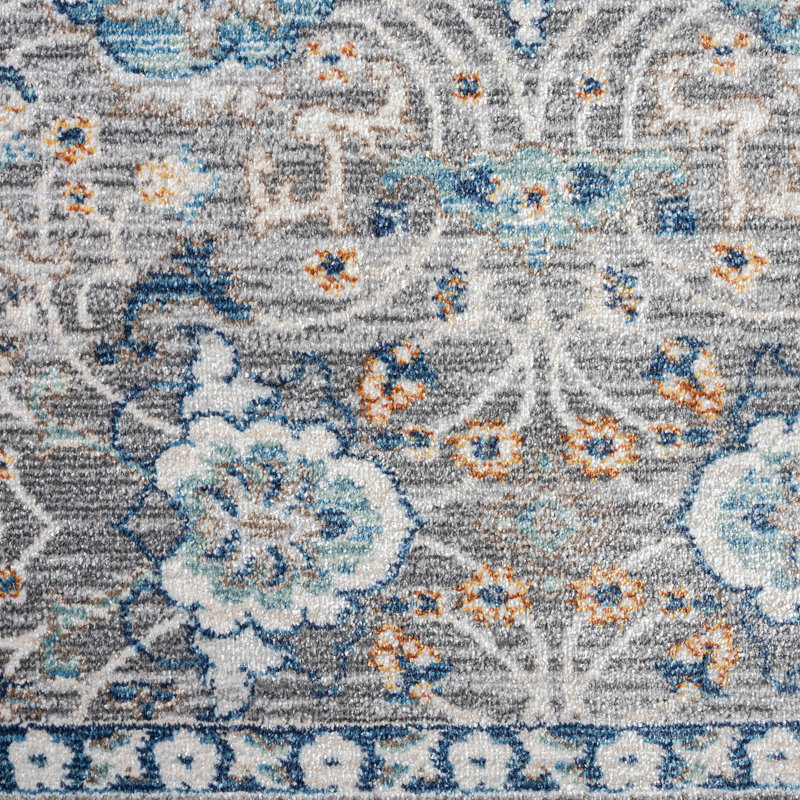 Tapis oriental gris Deundre, Tapis de couloir 2 pi 3 po x 7 pi 7 po