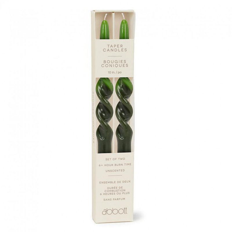 Ensemble de 2 grandes bougies en spirale 2 tons, Vert
