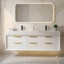 Ensemble de meuble-lavabo double 60 po avec lumière DEL, comptoir en pierre reconstituée, fabrication en bois massif et contreplaqué, 6 tiroirs à fermeture douce, meuble-lavabo flottant moderne Melora-1538294782