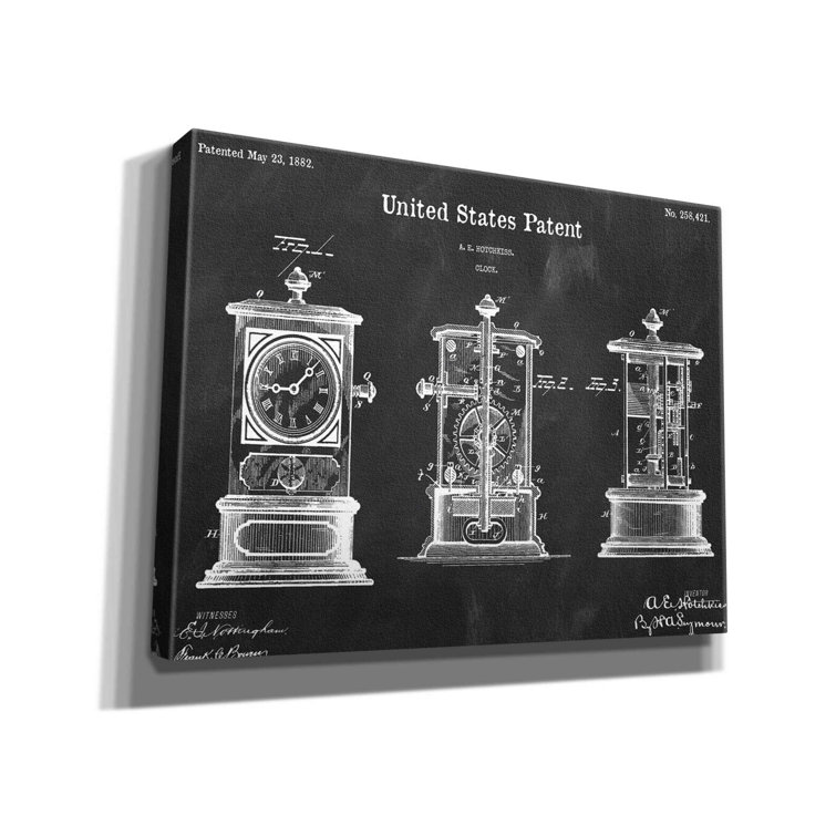 Williston Forge Clock Blueprint Patent Chalkboard On Canvas Print | Wayfair