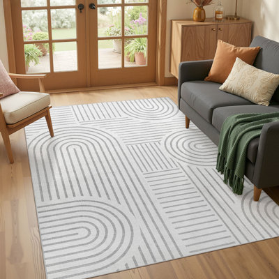 Tapis antidérapant lavable moderne pour maison de campagne - gris