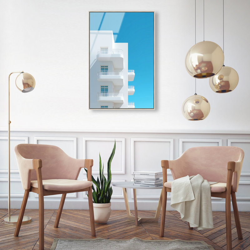 Modular White II Print, 37"H x 25"W, Silver Floater Frame