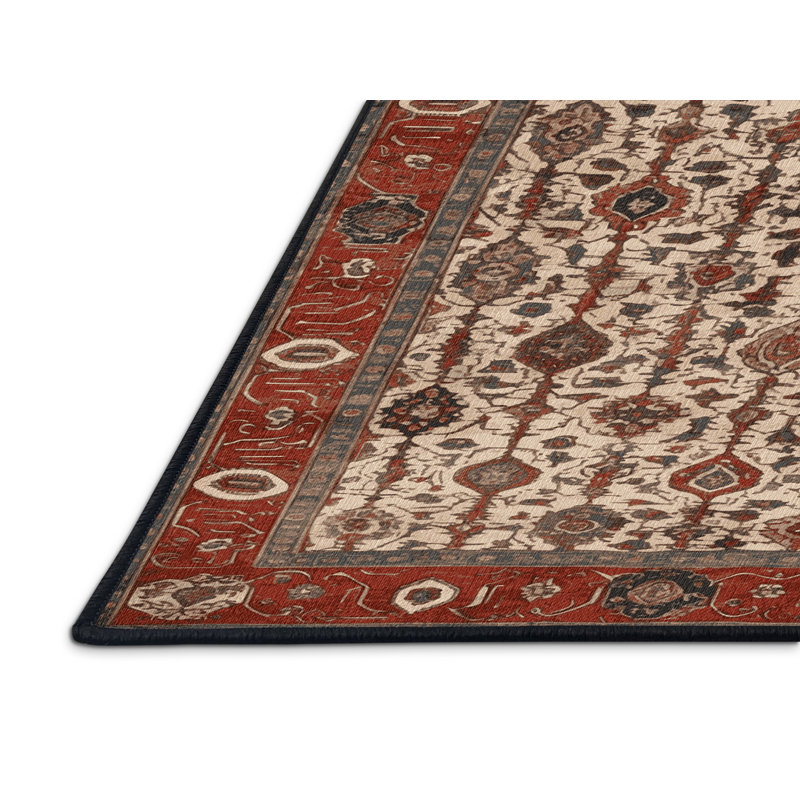 Machine Washable Persian Brown Area Rug, Round 7'