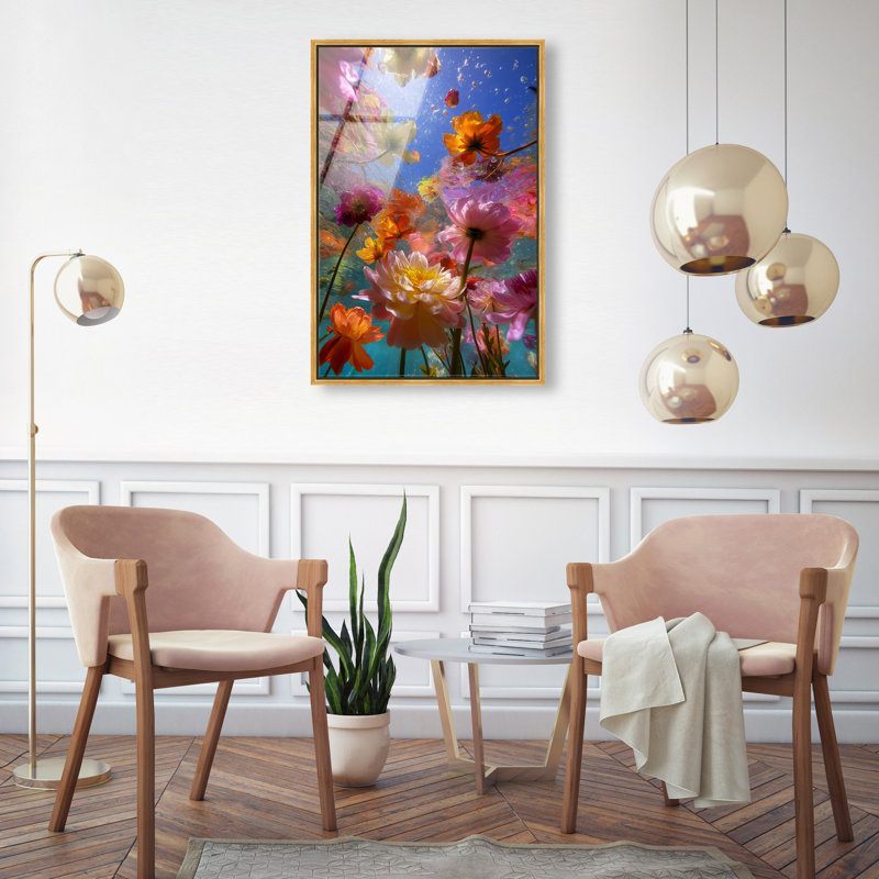 Liquid Bloom II Print, 46"H x 31"W, Gold Floater Frame