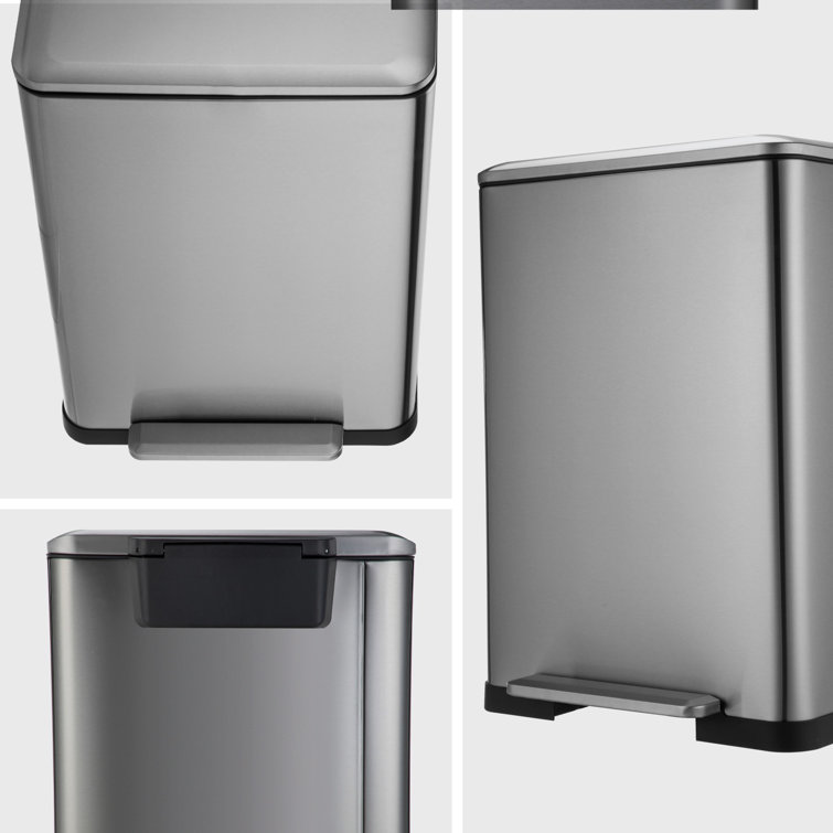 HZL Branded 13 Gallon Stainless Steel Dual Kitchen Trash Can & Reviews