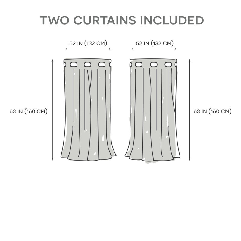 Kennith Sateen Room Darkening Curtain Pair, 52" W x 63" L, Vintage Linen