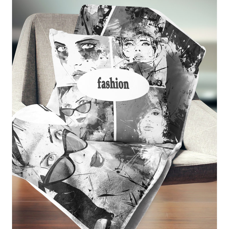 Collage de fillettes - Coussin à imprimé portrait, 18 po x 18 po, Coussin décoratif