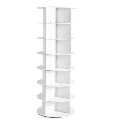Étagère à chaussures rotative 360, armoire de rangement pour 7 chambres à coucher, grande capacité de rangement, hauteur intérieure de 21 cm, tablettes, installation rapide, support non durable, chambre à coucher, capacité, blanc, panneaux, stable et