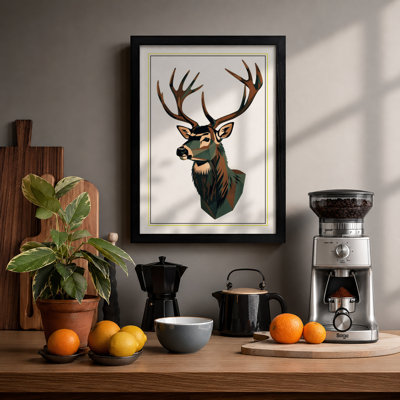 Stately Deer Geometric - Framed Print