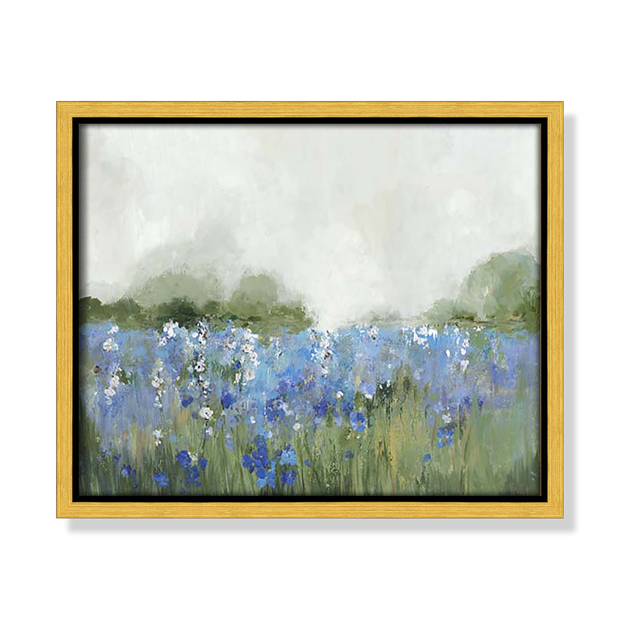 Meadows Bluebells Field by Allison Pearce, 9.5" H x 11.5" W x 2" D, Gold Framed