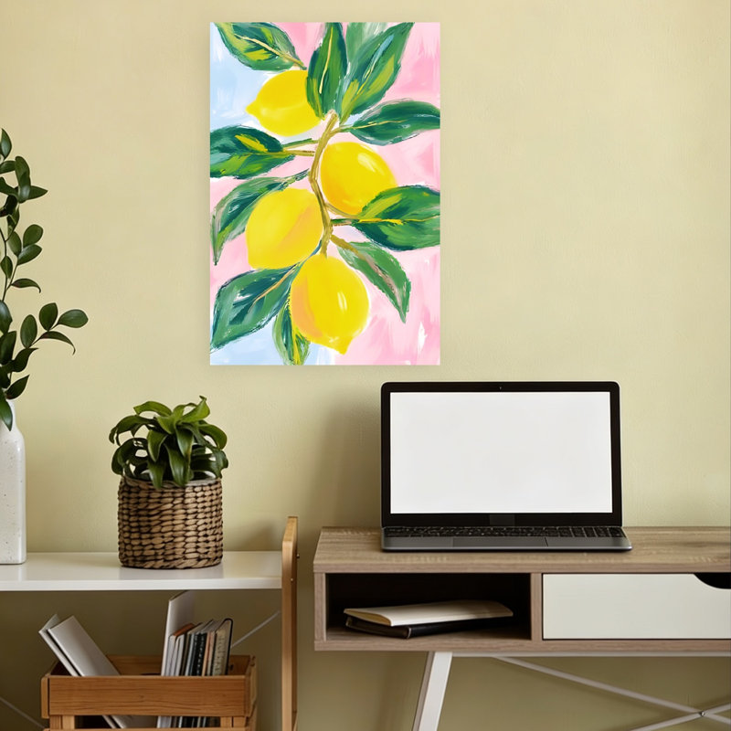 Reproduction d'art murale de citron, H 18 po x l 12 po