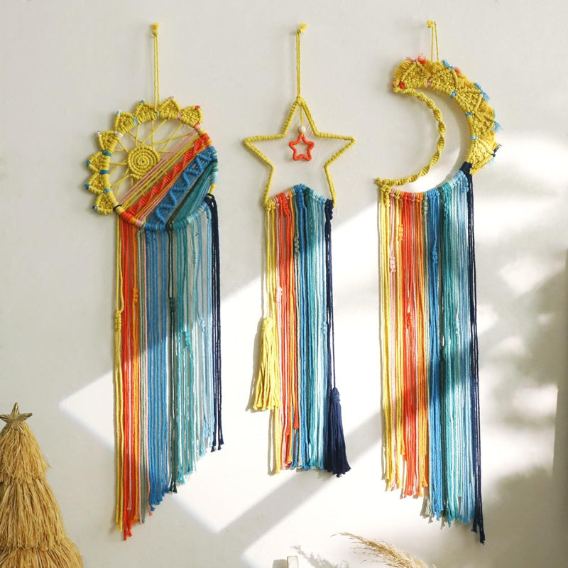 Ensemble de 3 tapisseries en macramé Boho