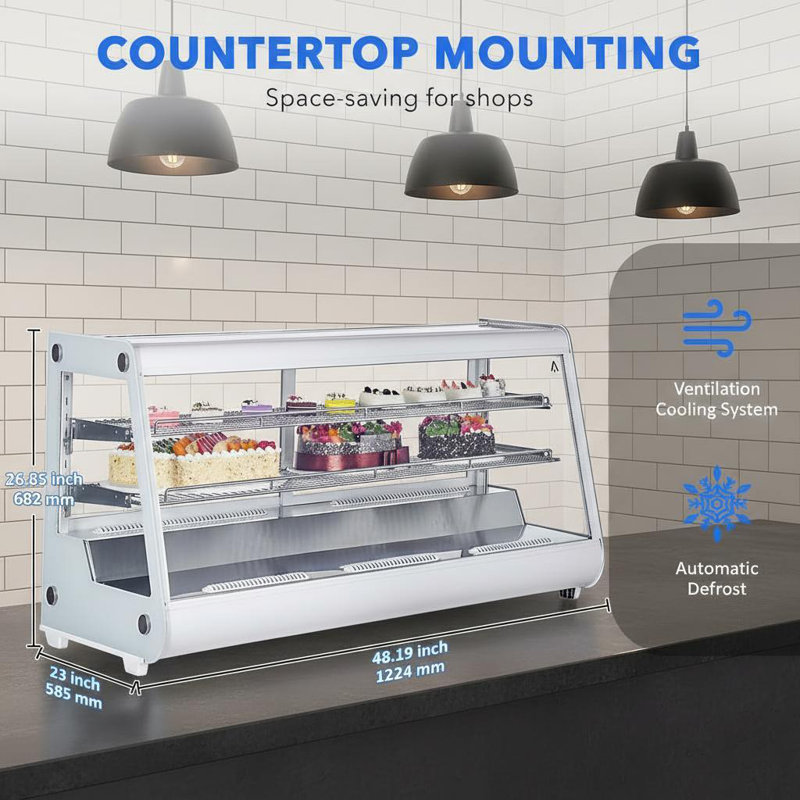 8.1Cu.Ft Refrigerated Display, With LED Lighting, Black/White