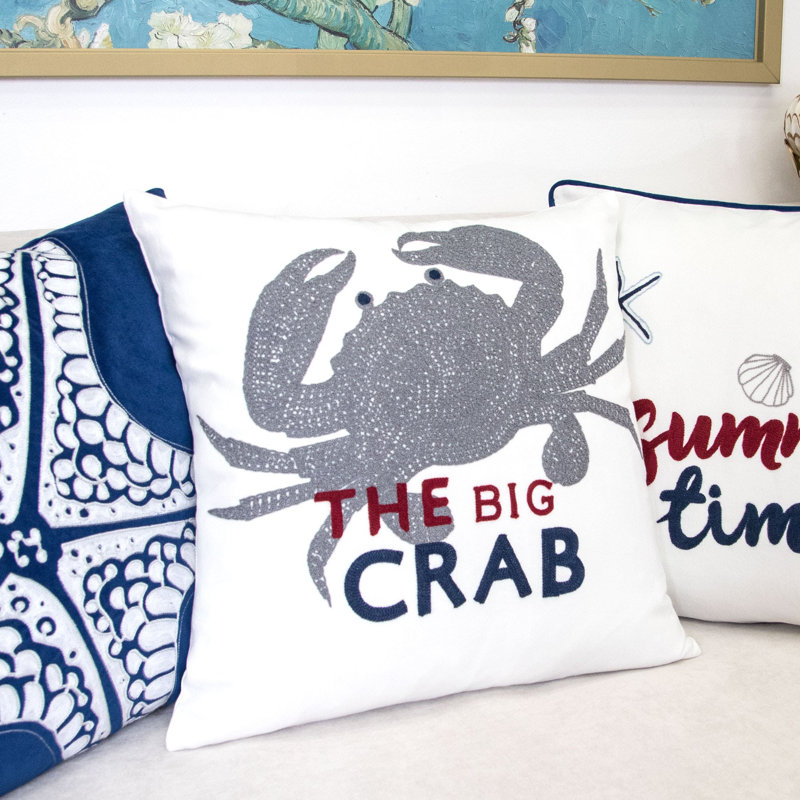 Coussin décoratif intérieur/extérieur en plumes crabes crabes