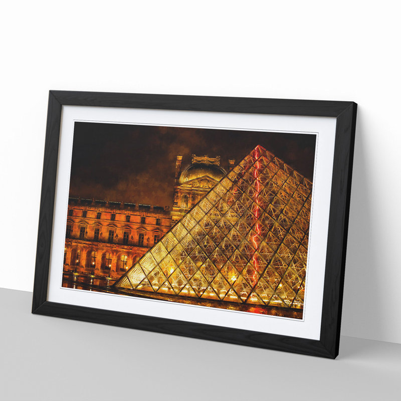 The Louvre in Paris Vol.2 - Picture Frame Graphic Art, 27cm H x 36cm W x 2cm D, Black Framed