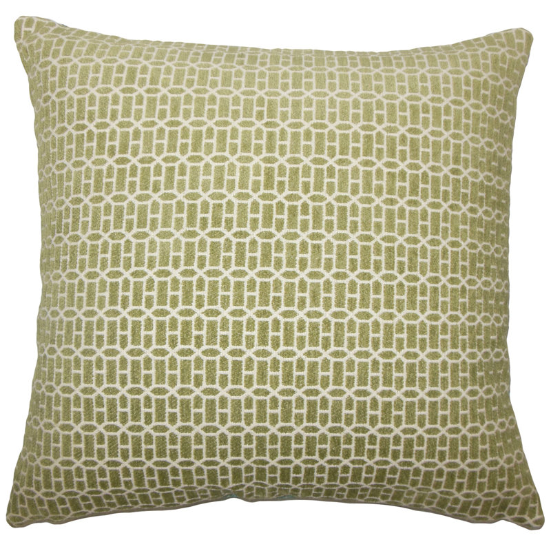 Geometric Feather Reversible Throw Pillow, Kiwi