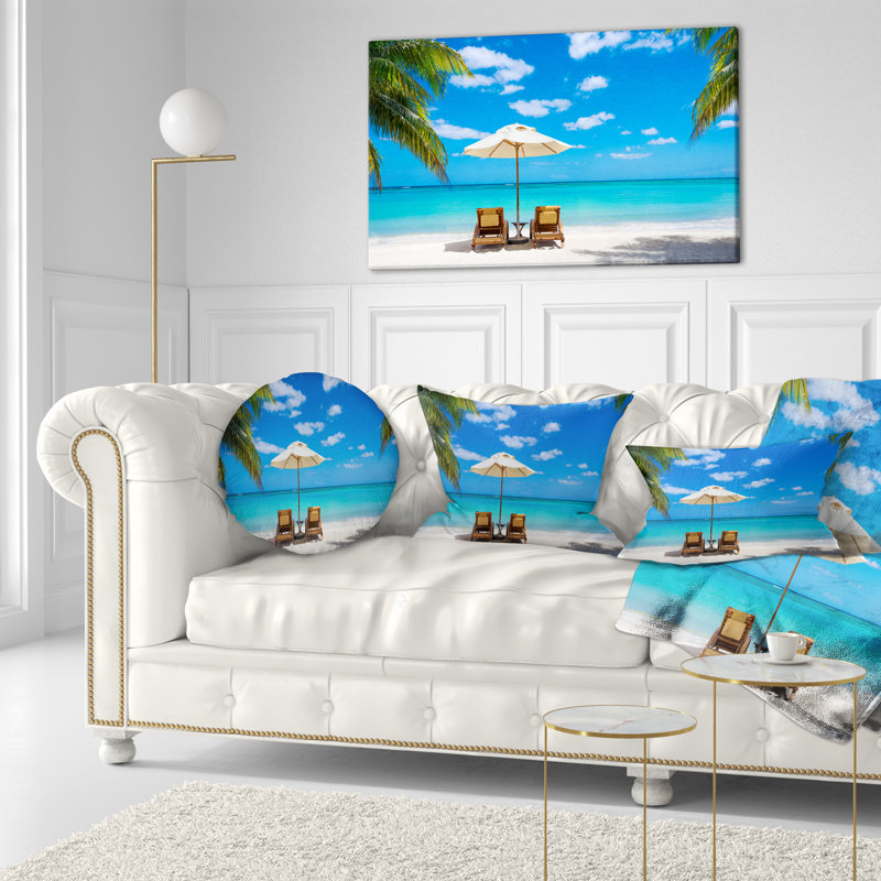 Coussin Turquoise Beach with Chairs - Beaches