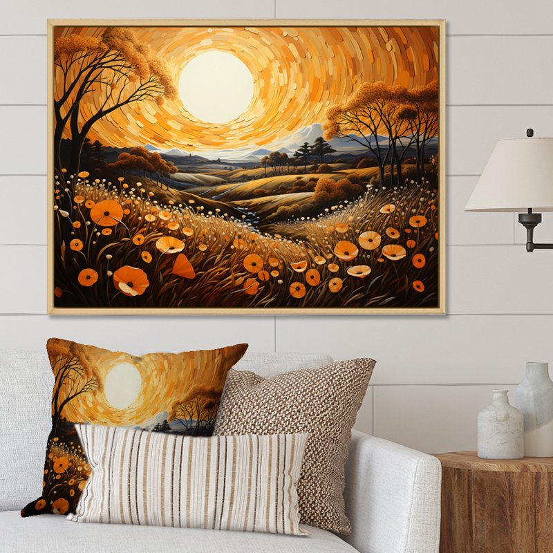 Farm Farm Harvest Pointillism IV, Cadre naturel flottant, H 30 po x l 40 po x P 1,5 po