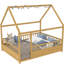 Lit double pleine grandeur avec structure en pin naturel, barrière de sécurité pour chambre à coucher confortable, lit à structure facile à assembler, repos en bois sécuritaire, entrée spacieuse-944372464